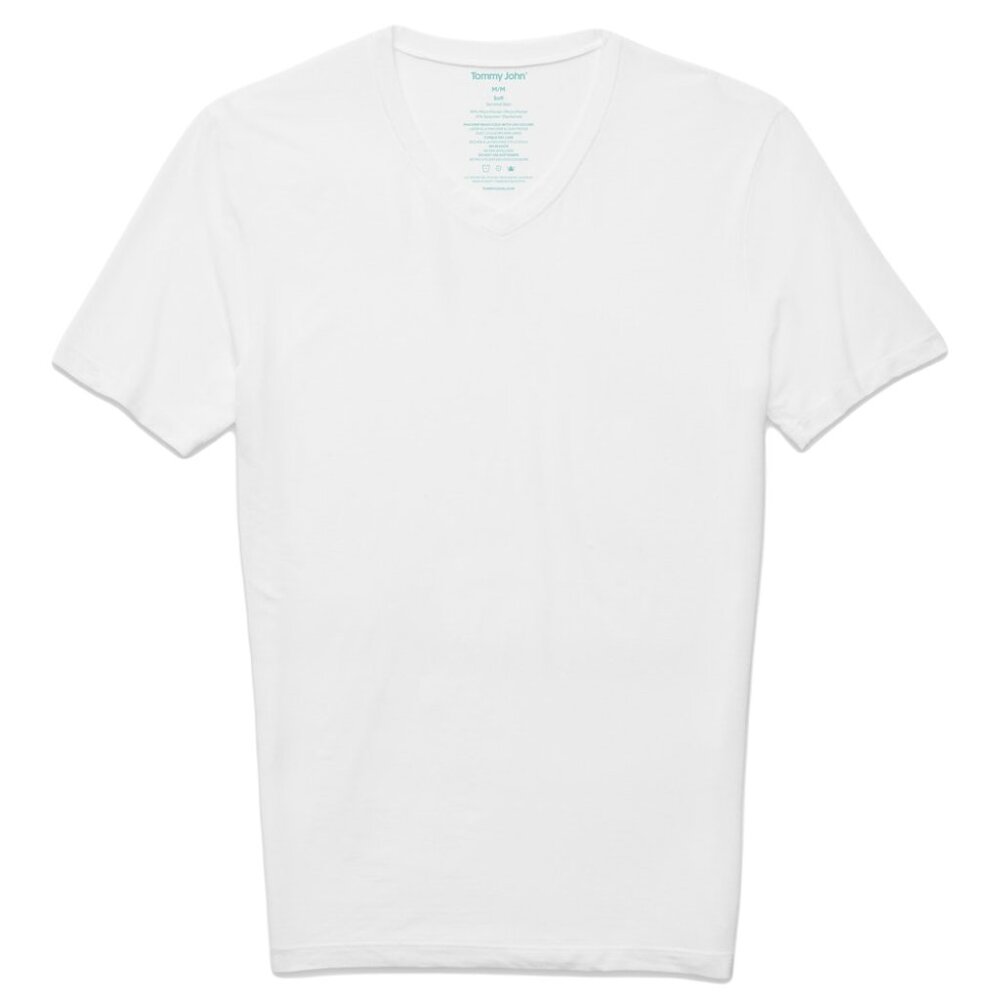Tommy John Second Skin High V-Neck Stay-Tucked Undershirt – White